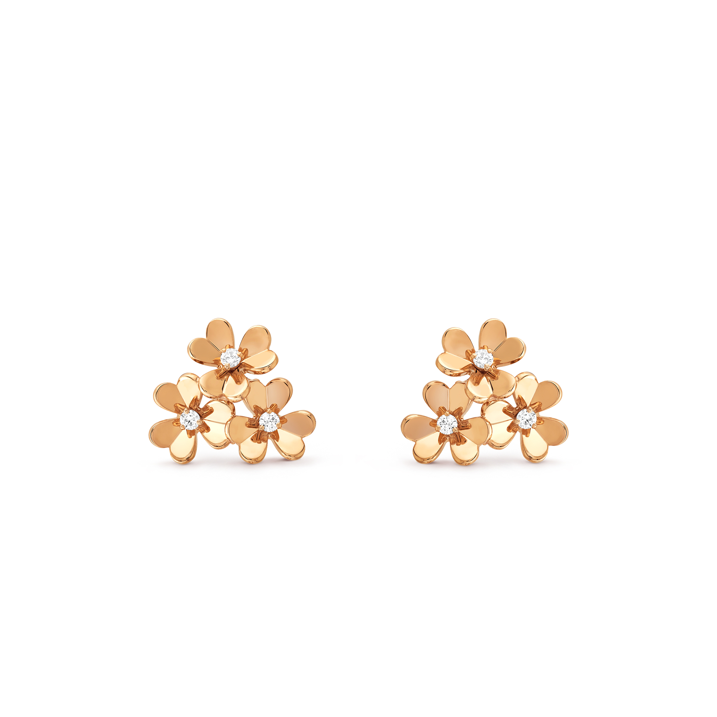 VAN CLEEF ARPELS FRIVOLE EARRINGS, 3 FLOWERS, MINI MODEL VCARP2NL00